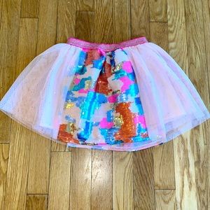 Girl Multi-Pink Sequin Tull Skirt